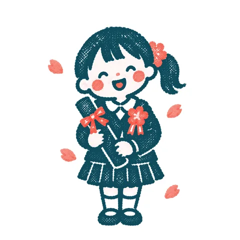 卒園式の子どものイラスト(はんこ)