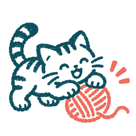 毛糸で遊ぶ子猫のイラスト(はんこ)