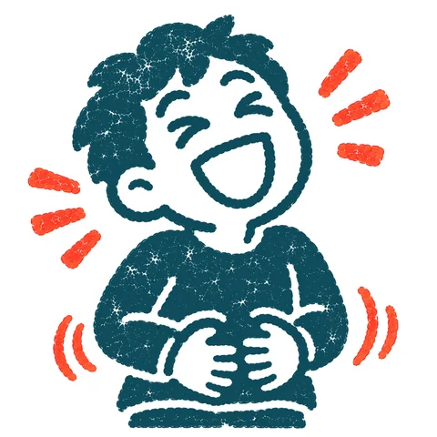 大笑いする人のイラスト(はんこ)