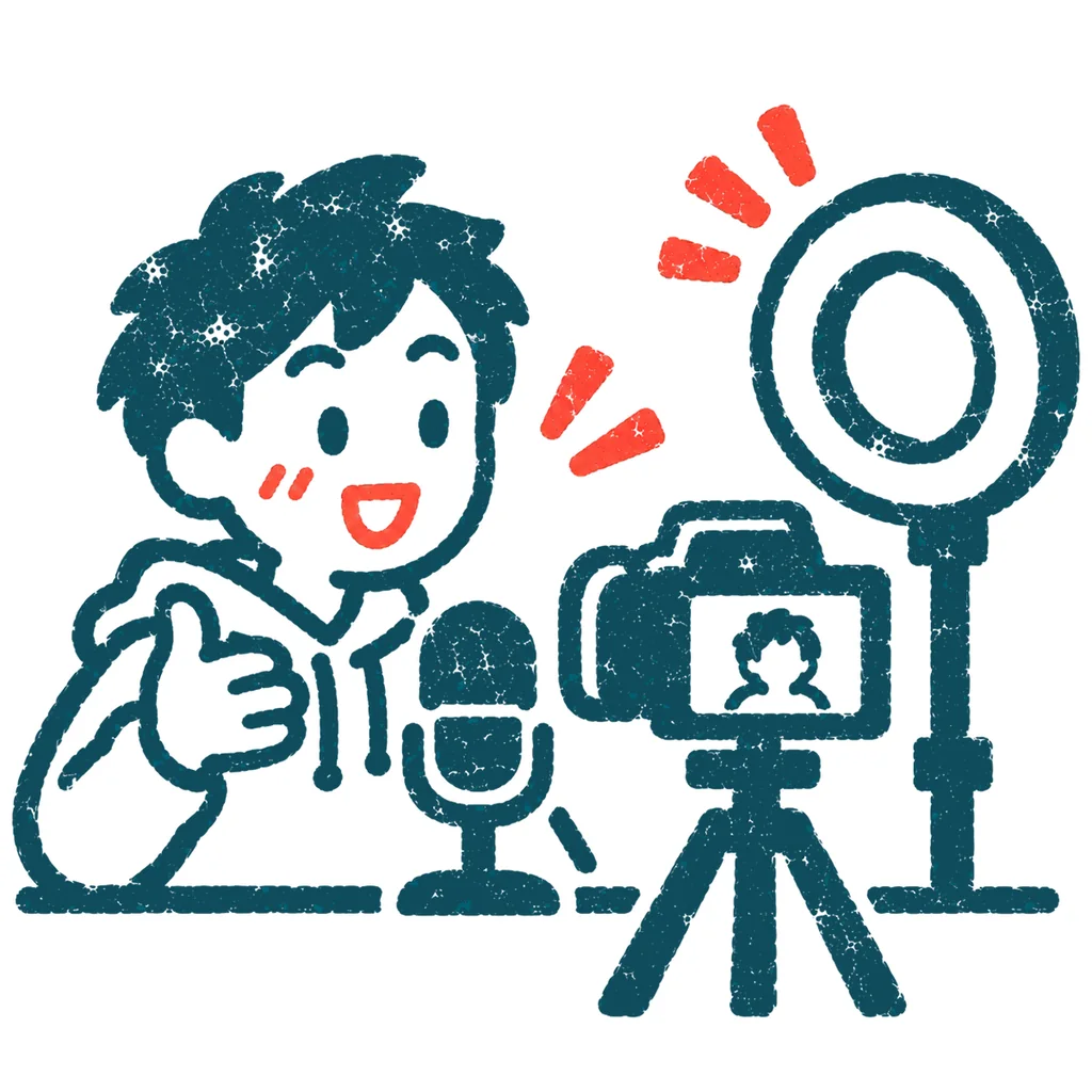 ライブ配信する人のイラスト(はんこ)