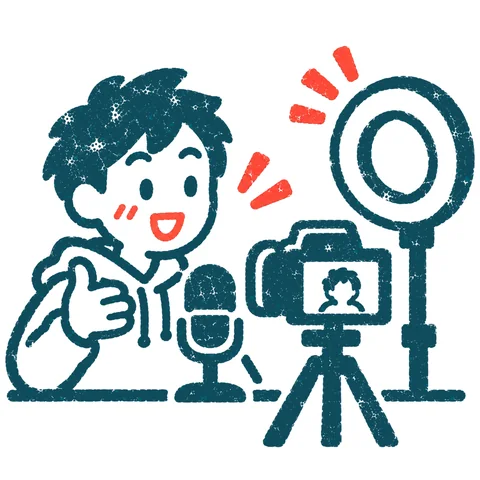 ライブ配信する人のイラスト(はんこ)