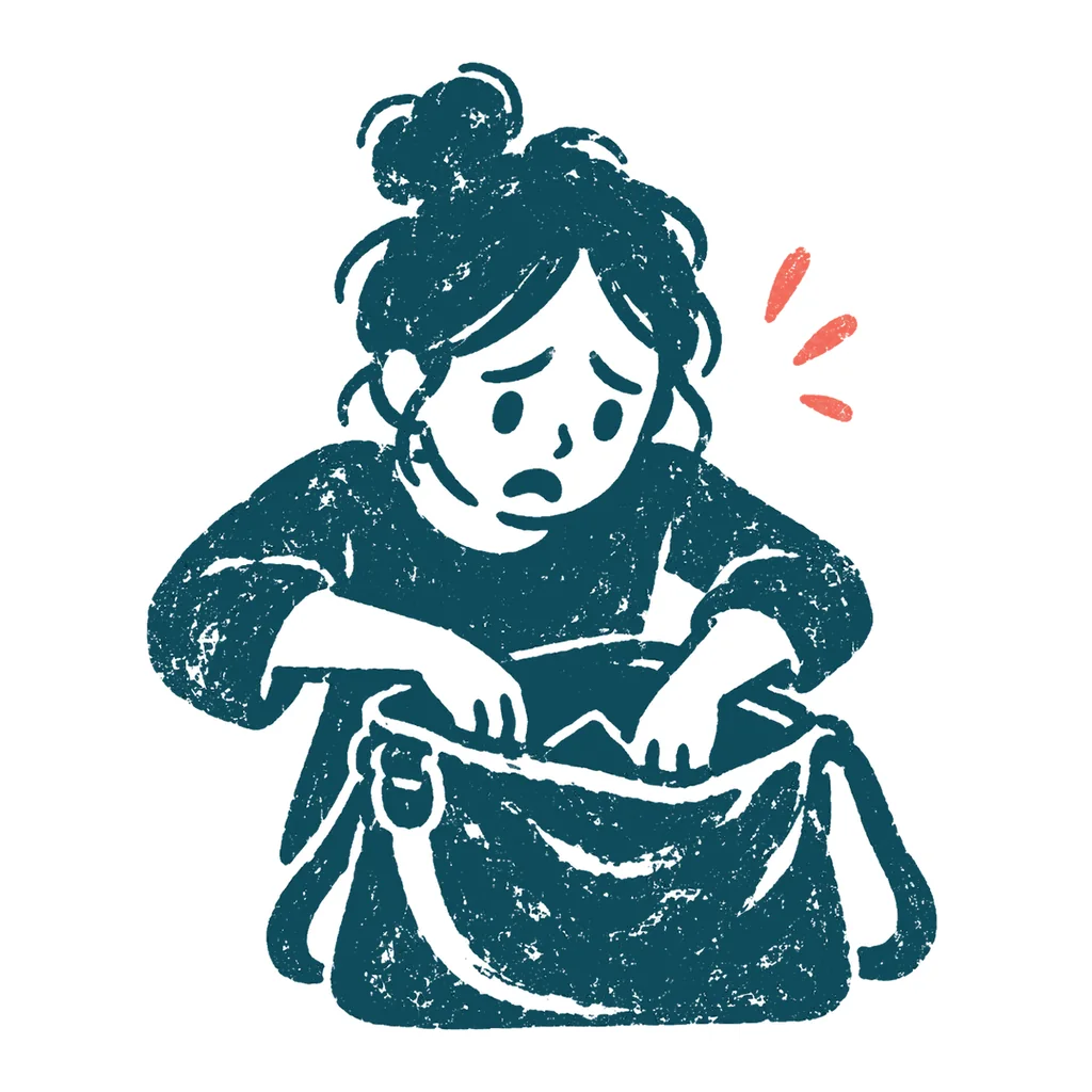 カギを探す人のイラスト(はんこ)