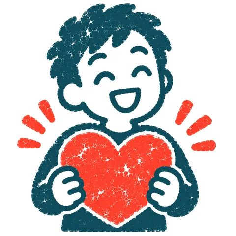 ハートを贈る人のイラスト(はんこ)