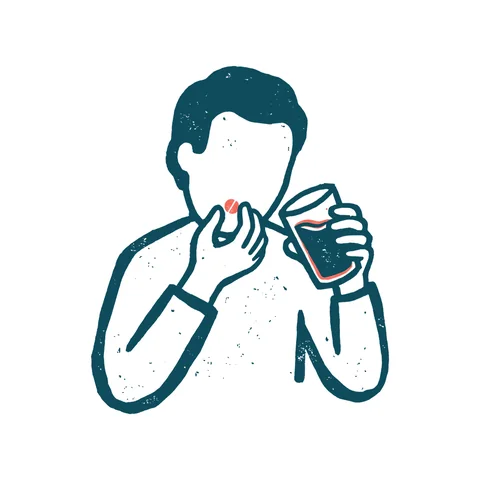 薬を飲む人のイラスト(はんこ・顔なし)