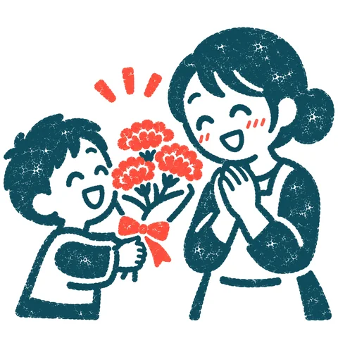 母の日にカーネーションのイラスト(はんこ)