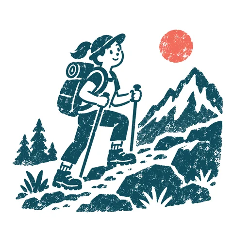山登りをする人のイラスト(はんこ)