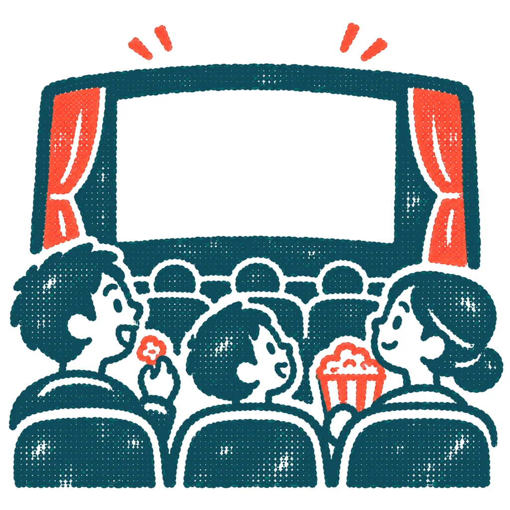 映画を観る人のイラスト(はんこ)