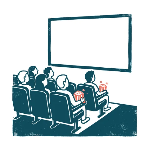 映画を観る人のイラスト(はんこ・顔なし)