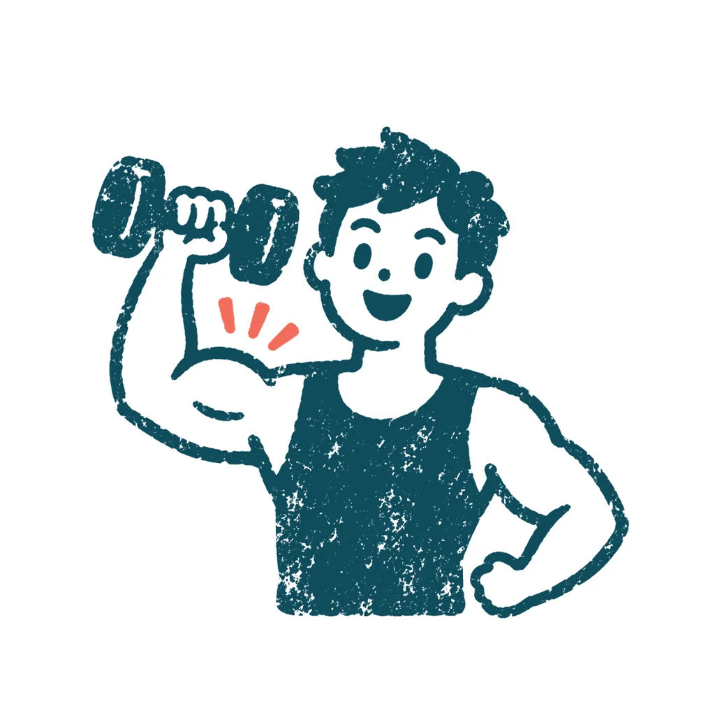 筋トレする人のイラスト(はんこ)