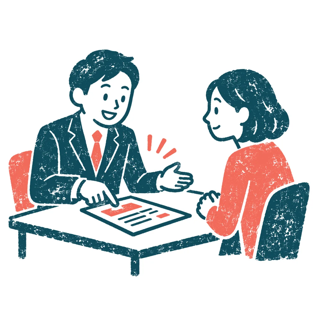 商談をする2人のイラスト(はんこ)