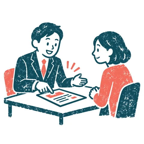 商談をする2人のイラスト(はんこ)