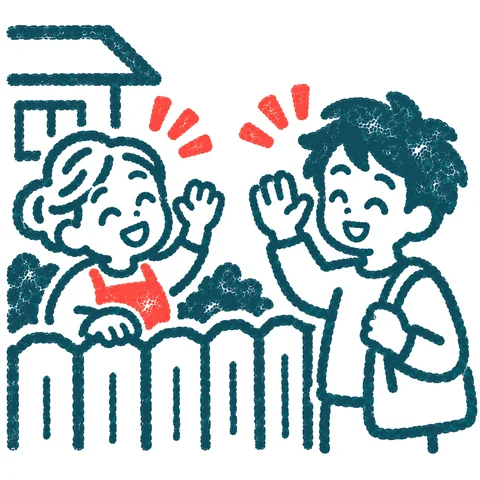近所の人にあいさつのイラスト(はんこ)