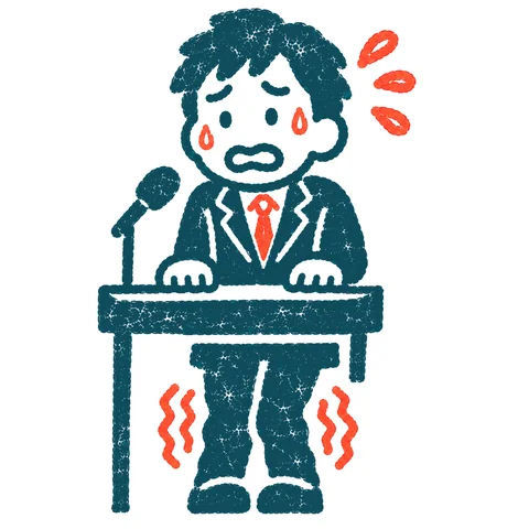 緊張する人のイラスト(はんこ)