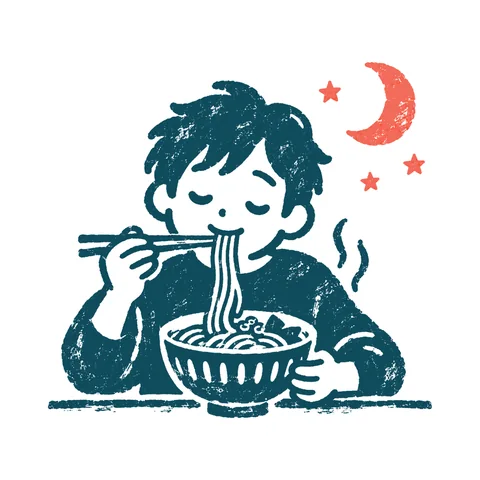 年越しそばのイラスト(はんこ)