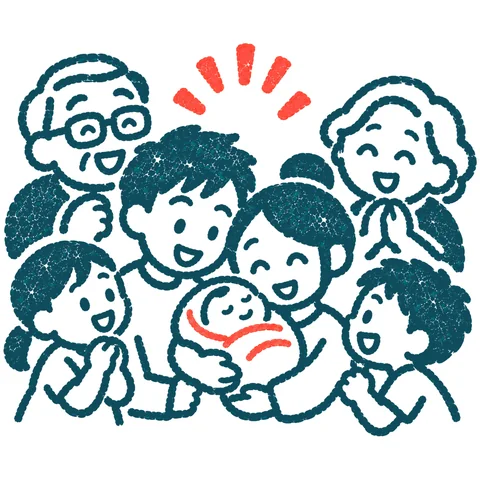 赤ちゃん誕生のお祝いのイラスト(はんこ)