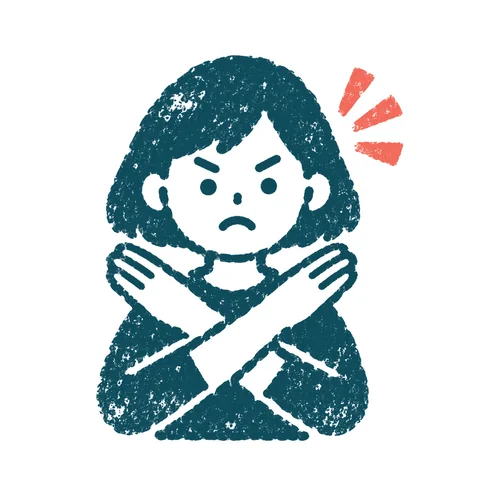 腕でバツを作る人のイラスト(はんこ)