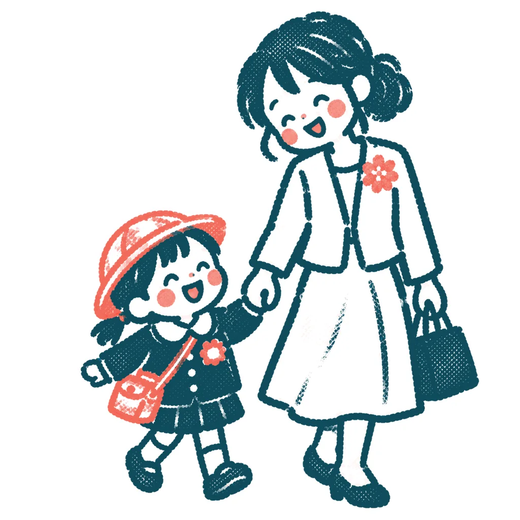 入園式の子どものイラスト(はんこ)