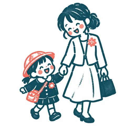 入園式の子どものイラスト(はんこ)