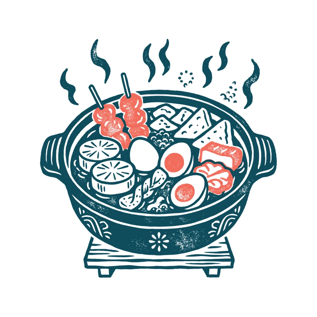 おでんのイラスト(はんこ・顔なし)