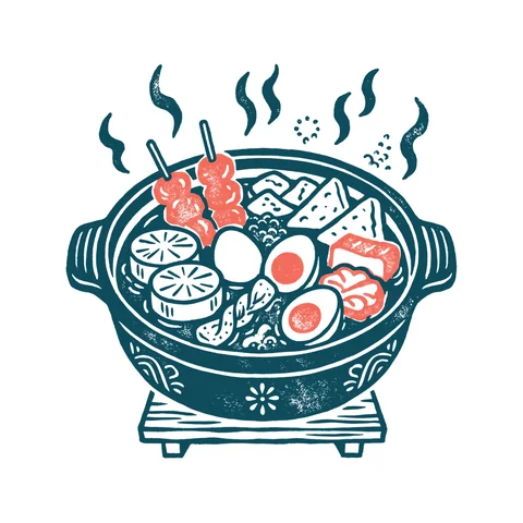 おでんのイラスト(はんこ・顔なし)