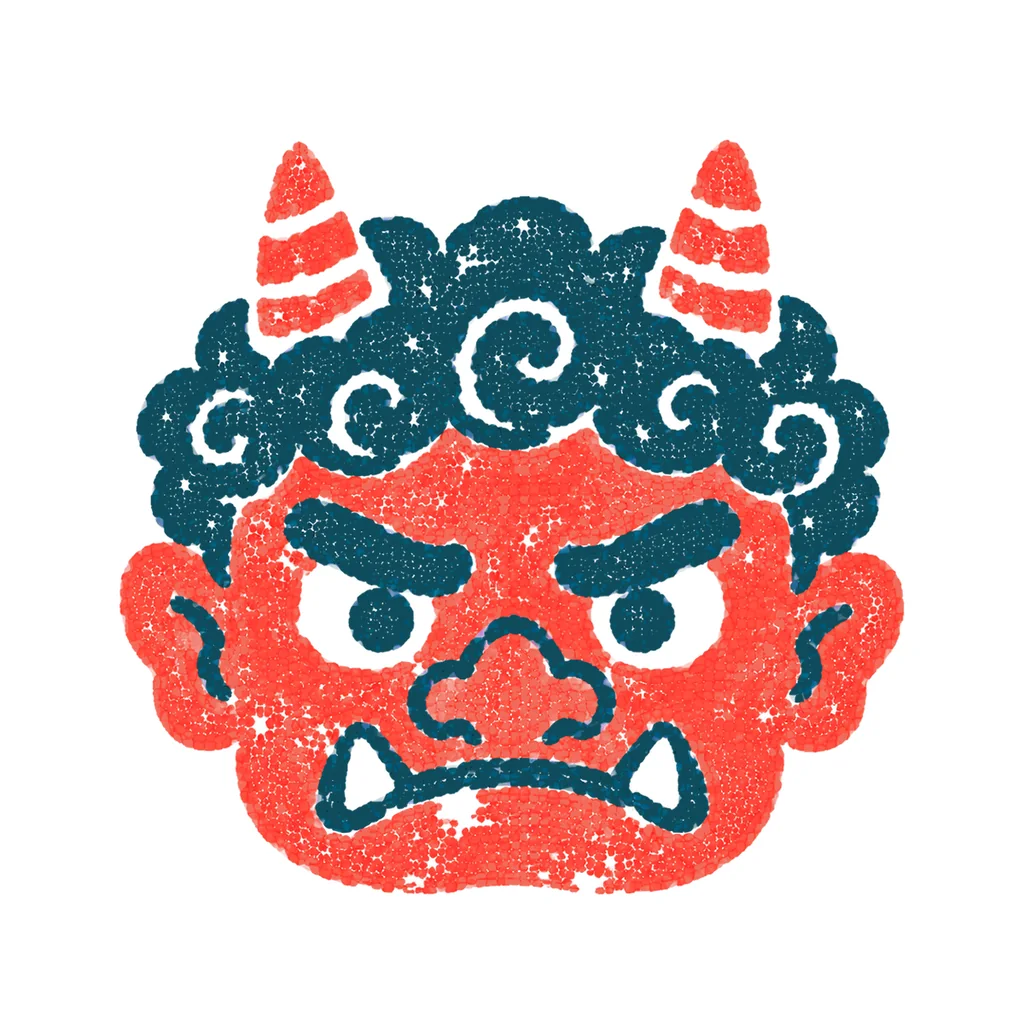 鬼のお面のイラスト(はんこ)