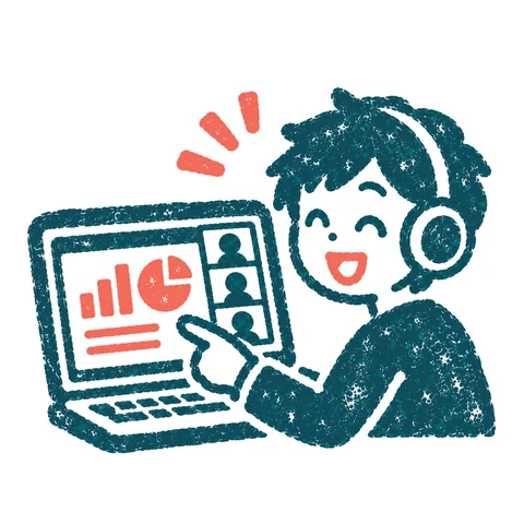 画面共有で説明するのイラスト(はんこ)