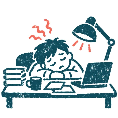 残業で疲れた会社員のイラスト(はんこ)
