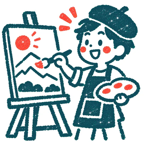 絵を描く人のイラスト(はんこ)