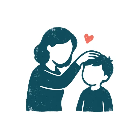 子どもを褒める親のイラスト(はんこ・顔なし)