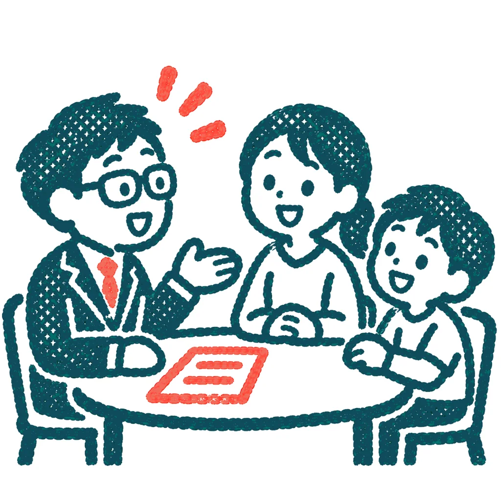 三者面談のイラスト(はんこ)