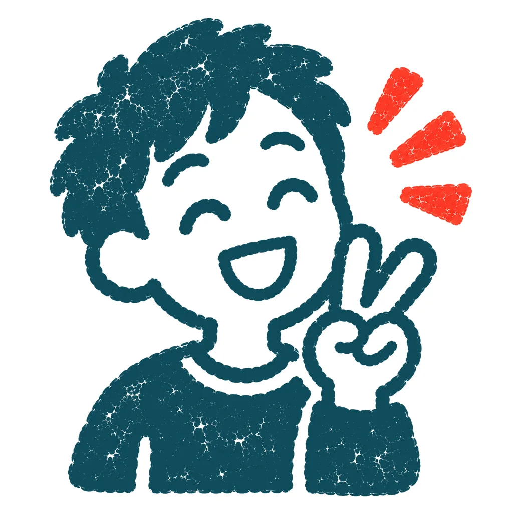 ピースサインの人のイラスト(はんこ)