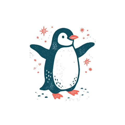 ペンギンのイラスト(はんこ・顔なし)