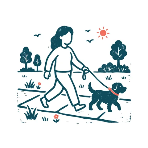 犬の散歩をする人のイラスト(はんこ・顔なし)
