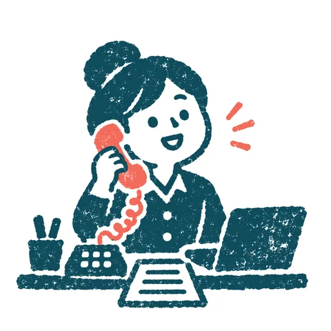 電話をかける会社員のイラスト(はんこ)