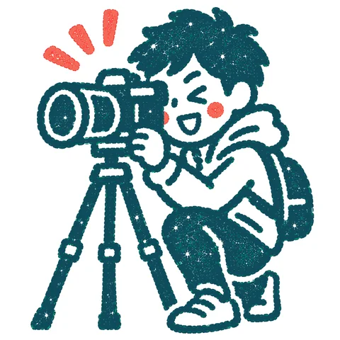 写真を撮る人のイラスト(はんこ)