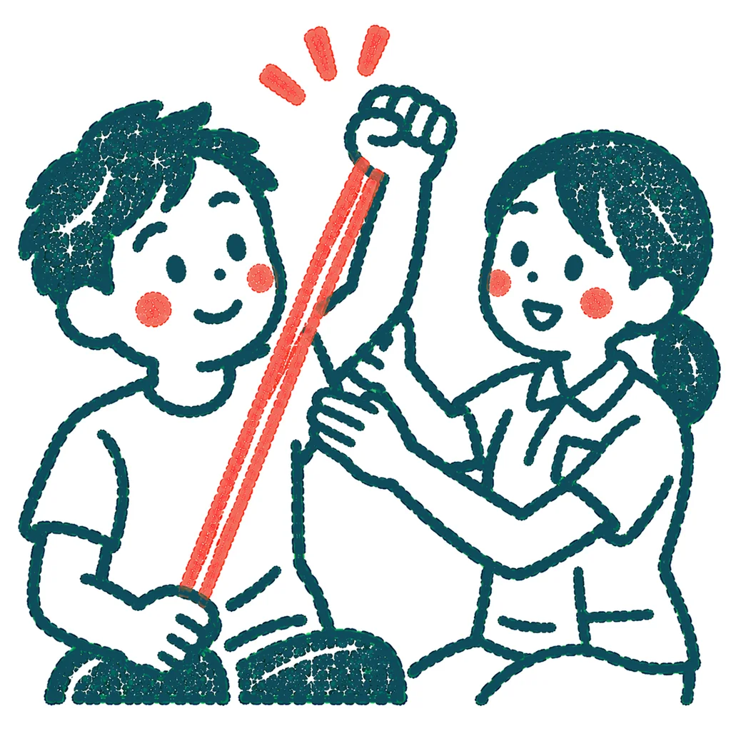 リハビリをする人のイラスト(はんこ)