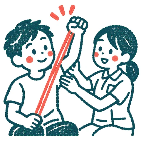 リハビリをする人のイラスト(はんこ)