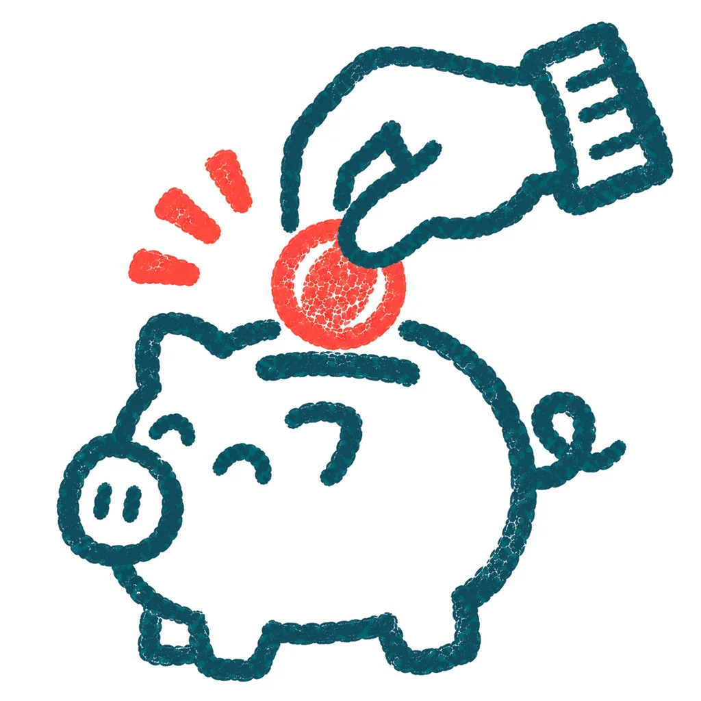貯金をするのイラスト(はんこ)