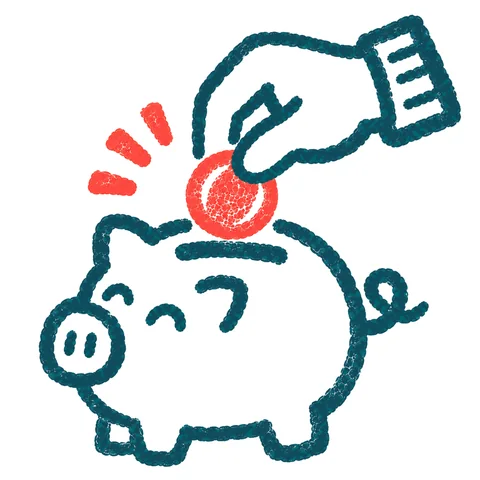 貯金をするのイラスト(はんこ)
