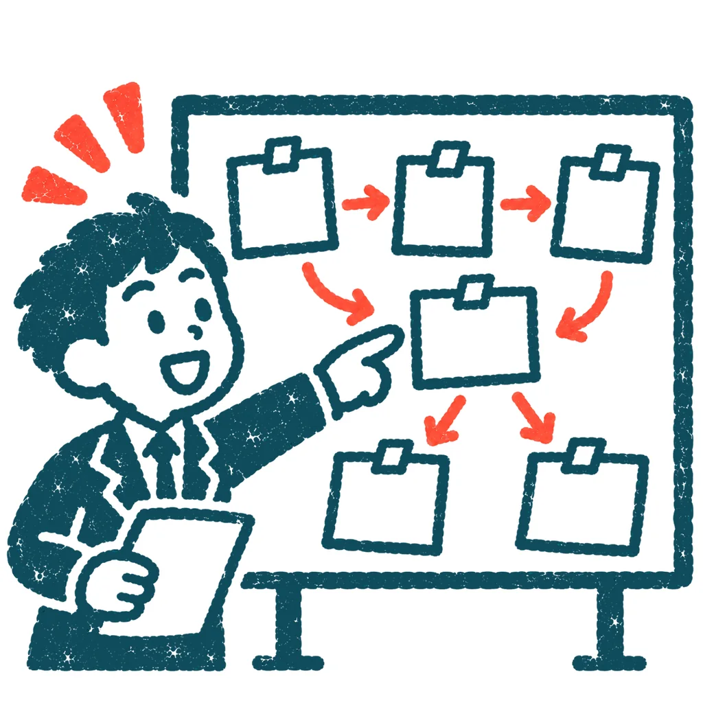 計画を立てる人のイラスト(はんこ)