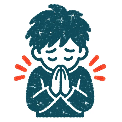 お願いする人のイラスト(はんこ)