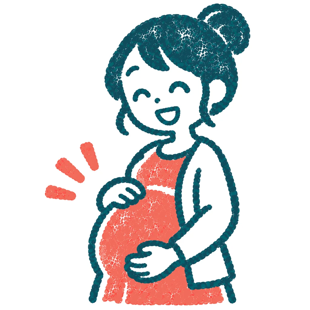 妊娠中の女性のイラスト(はんこ)