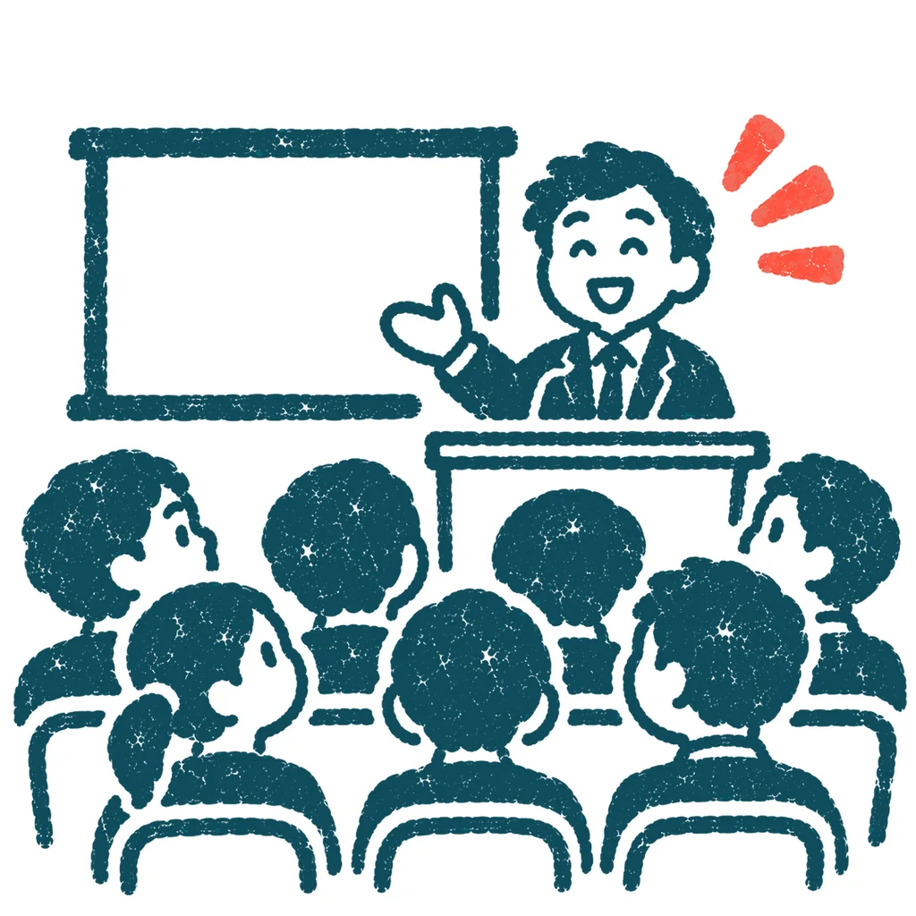 発表を聞く聴衆のイラスト(はんこ)