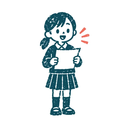 発表する生徒のイラスト(はんこ)