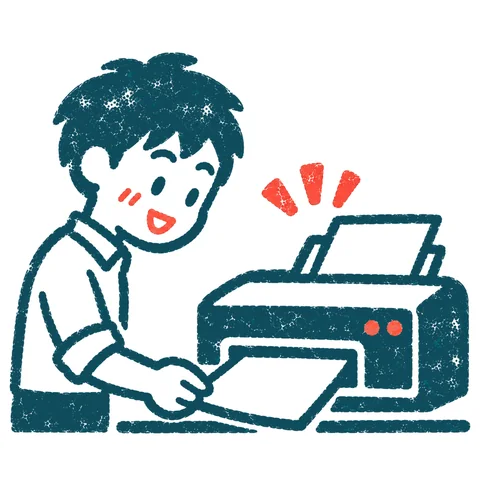 プリンターで印刷するのイラスト(はんこ)