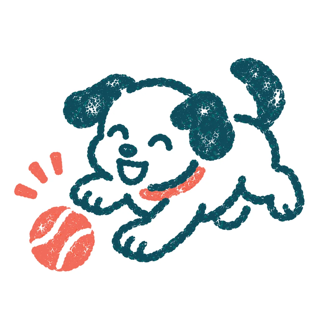 じゃれる子犬のイラスト(はんこ)