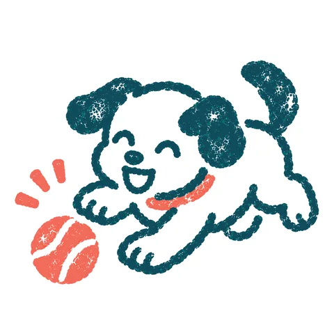 じゃれる子犬のイラスト(はんこ)
