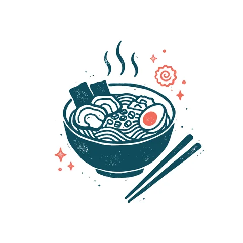 ラーメンのイラスト(はんこ・顔なし)