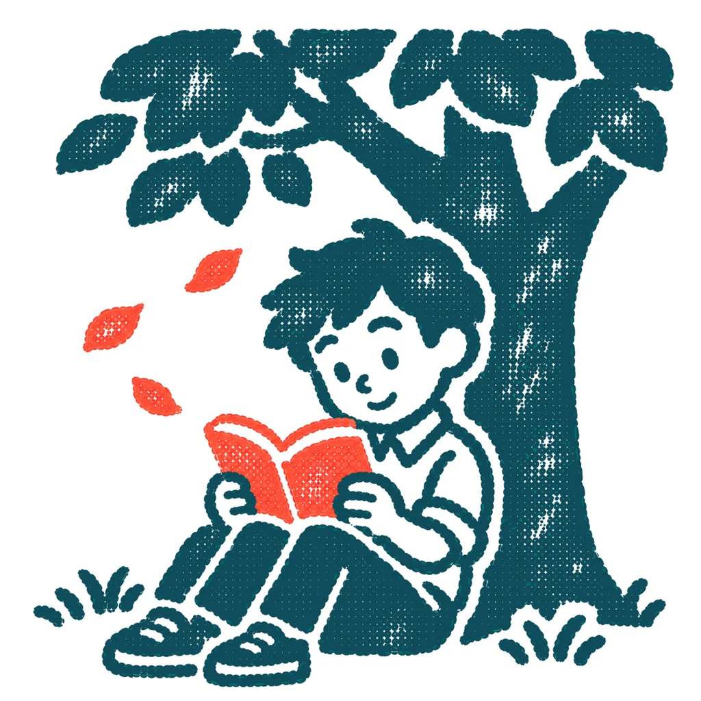 読書する人のイラスト(はんこ)