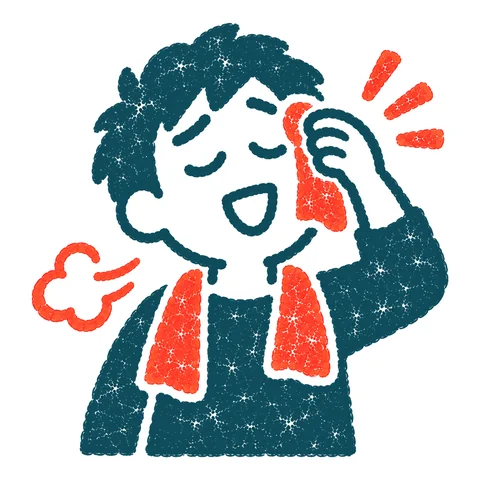 ほっと安心する人のイラスト(はんこ)